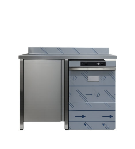 CONJUNTO LAVAVAJILLAS GE 500 CON CESTA 500X500MM + FREGADERO 1200X600MM CON PUERTA