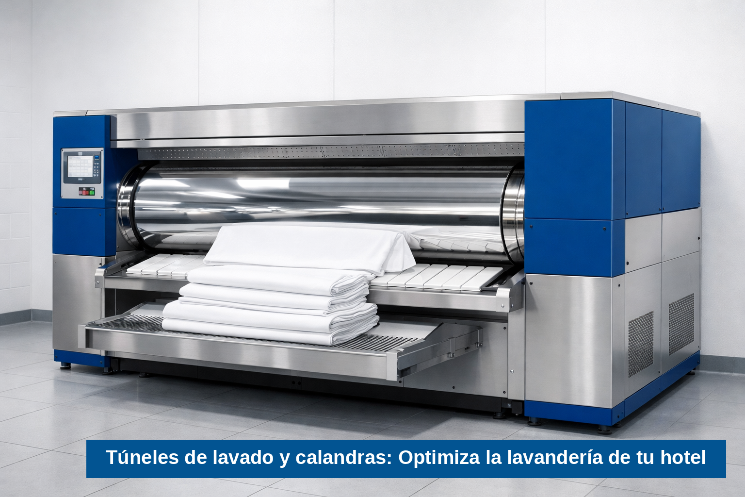 Calandra Mural Industrial En Lavandería Hotelera Con Rodillo De Gran Formato Y Acabado Profesional De Ropa Plana