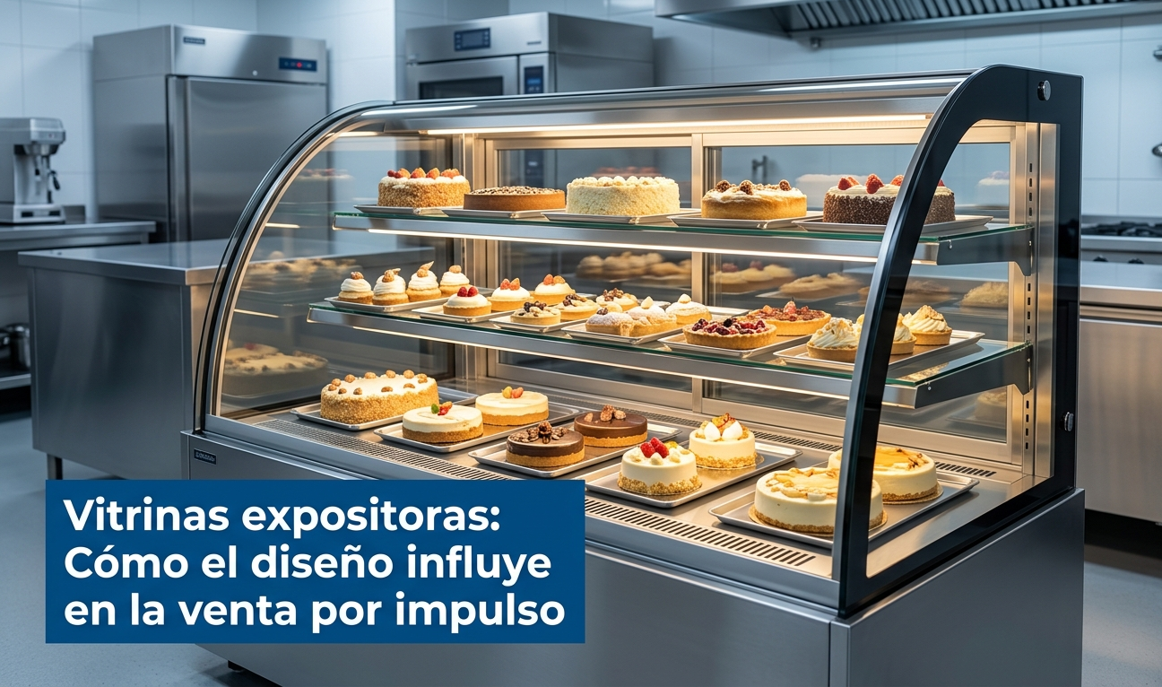 Vitrina Expositora Refrigerada Para Pastelería Con Iluminación Led Cristal Curvo Y Tartas En Exposición En Pastelería Profesional De Madrid