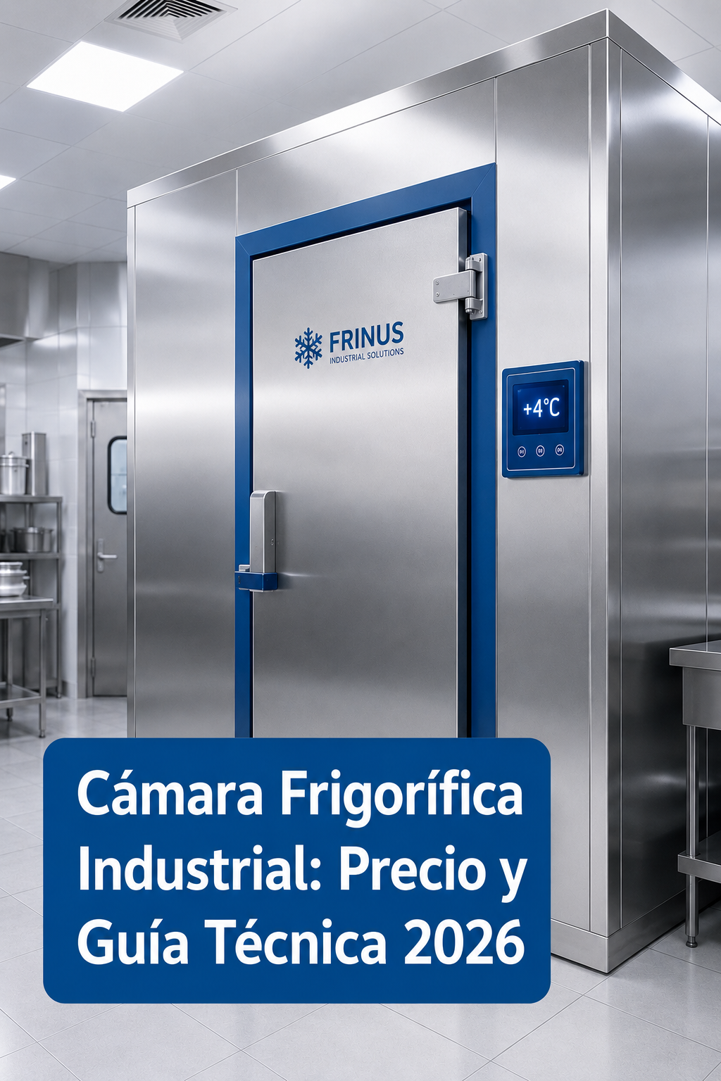 Cámara Frigorífica Industrial Modular De Acero Inoxidable Instalada En Cocina Profesional De Restaurante Con Panel De Control De Temperatura