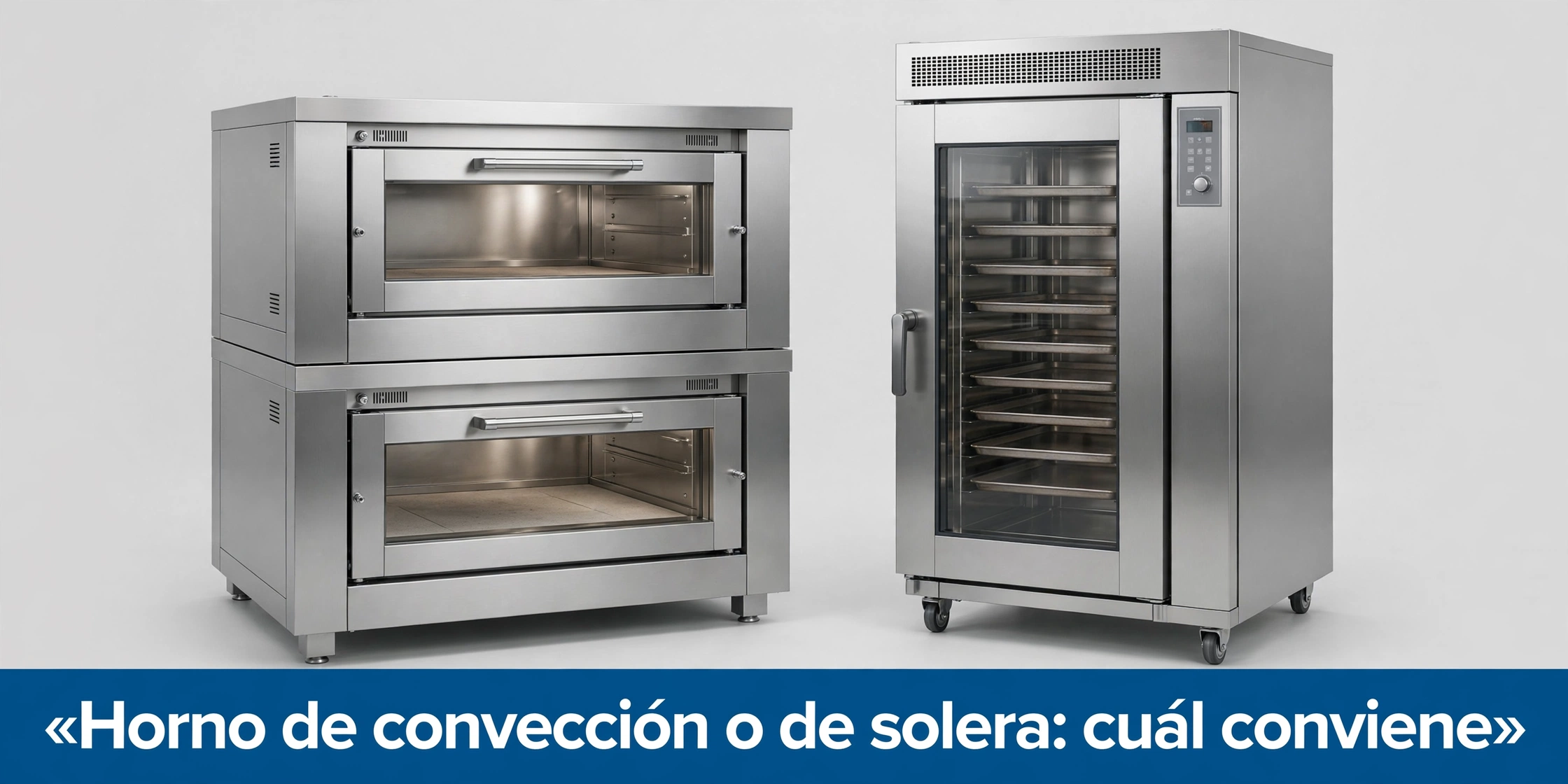 Dos Hornos De Panadería Industriales De Acero Inoxidable Lado a Lado Un Horno De Solera Modular Y Un Horno De Convección