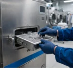 Técnico Revisando El Filtro Y El Conducto De Una Secadora Industrial En Una Lavandería Hotelera