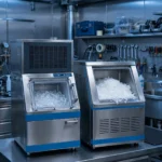 Comparativa De Máquina De Hielo En Cubitos Y Máquina De Hielo En Escamas En Taller Técnico